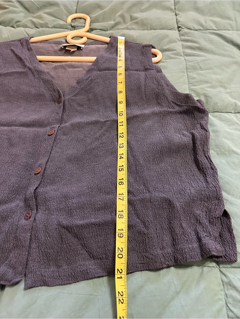 Eileen Fisher Textured Navy Sleeveless Button-Front Top - Picture 7 of 7